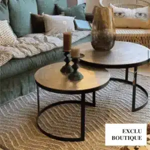 Tables gigogne en métal noir et bronze TRELO | Jolies Trouvailles