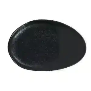 Plat Ovale Grès Emaillé WABI Noir L - Jars