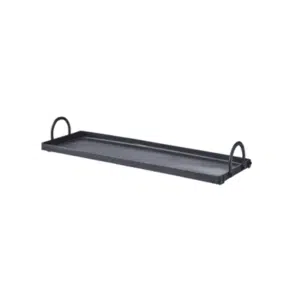 plateau en metal noir rectangulaire avec poignés