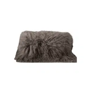 Coussin rectangulaire en poils d'agneau du Tibet de couleur marron clair porto