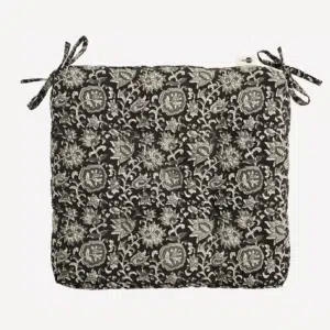 coussin de chaise noir fleuris en coton