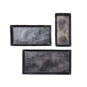 plateau en métal noir rectangulaire en lot de 3