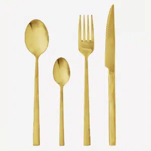 set de couverts en acier dorés