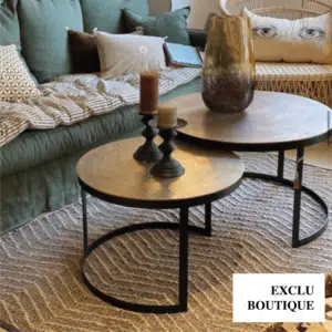 Tables gigogne en métal noir et bronze TRELO | Jolies Trouvailles