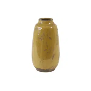 vase en céramique de couleur ocre et de forme allongée