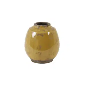 vase en céramique arrondi et de couleur ocre