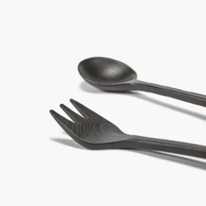 Set d'ustensiles de cuisine 2 pcs bois noir La Mère zoom