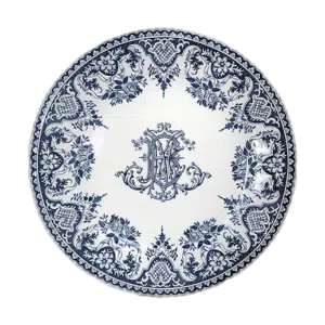 Assiette Plate Extra Monogramme Bleue