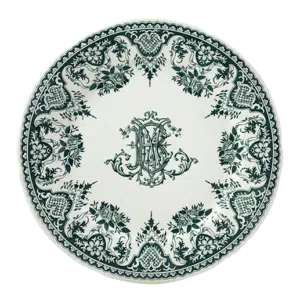 Assiette Plate Monogramme Verte