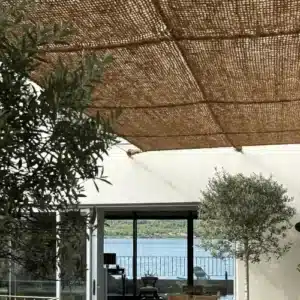 Ombrière en Fibre Coco à suspendre en quadrillage – Modèle C, Différentes tailles | Artisanat Français