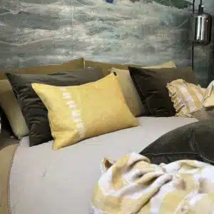 Housse de Coussin Lin reflets immortelle