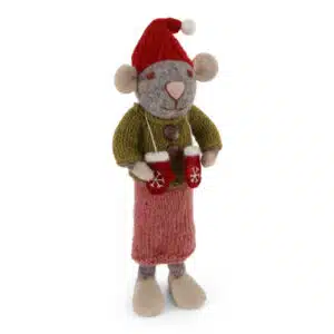 Souris en Laine avec Moufles de Noël