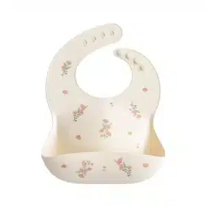 Bavoir en Silicone Fleurs roses Mushie