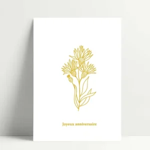 Carte Sérigraphiée Joyeux Anniversaire Doré