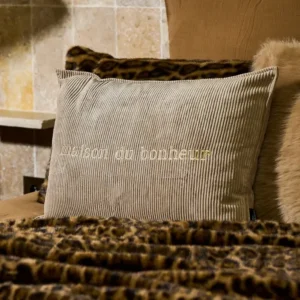 Housse de Coussin en Velours Côtelé Maison du Bonheur - Pôdevache
