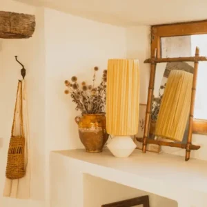 Lampe à Poser Lisette Grès chamotté et Jaune - Enamoura