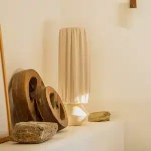 Lampe à Poser Lisette Grès chamotté et Lin - Enamoura
