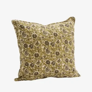 Housse de Coussin Imprimé Fleurs Kaki - Madam Stoltz