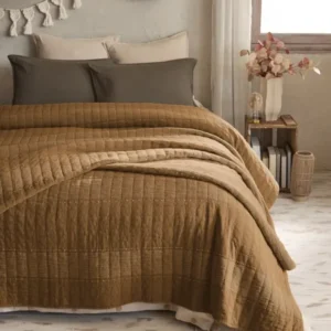 Couvre Lit Coton ZELIE Camel - L'Effet Papillon
