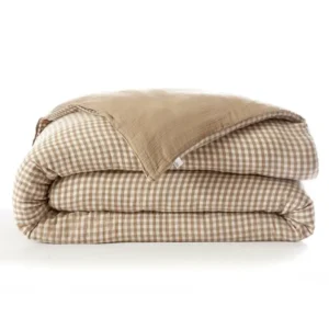 Housse de Couette Gaze de Coton Réversible VICKIE Ficelle - L'Effet Papillon