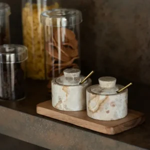 Set à Épices Marbre et Bois