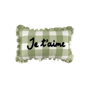 Coussin à Carreaux "Je t'aime" Kaki