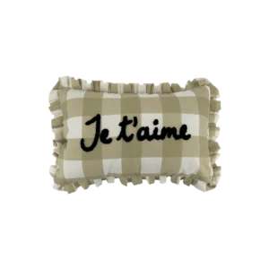 Coussin Carreau "Je t'aime" Beige | Jolies Trouvailles