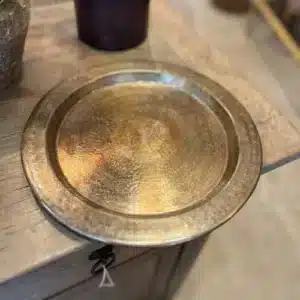 Plateau Rond en Aluminium Dorée | Madam Stoltz - Petit Modèle