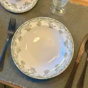 Assiette Creuse Vintage Fleurie Verte
