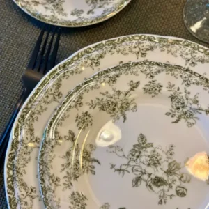 Assiette Vintage Fleurie Verte