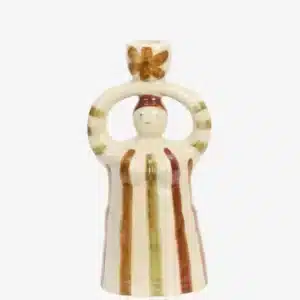 Bougeoir Figurine en Céramique peinte à la main Rayures - Madam Stoltz