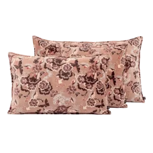 Housse de Coussin Velours Fleurie BOSTON Desert - Haomy