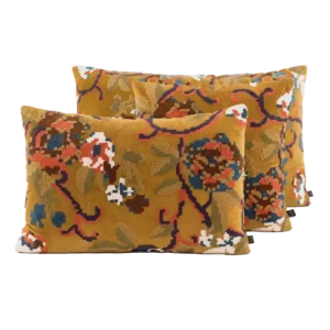 Housse de Coussin Velours Brodée KENDALL Cumin - Haomy