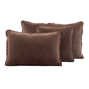 Housse de Coussin Velours KOBE Ganache - Haomy