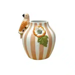 Vase Rayures Oiseau en faïence