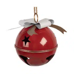 Grelot de Noël Rouge avec Nœud Blanc, D25 cm | Jolies Trouvailles