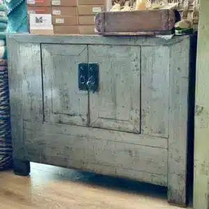 Petit Buffet Bas en Bois Vert Laqué