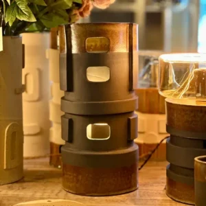 Lampe en Céramique artisanale PARALUME TOUR - Noir et Vert