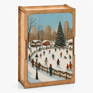 Mini Puzzle en Bois Patinage sur glace de Noël