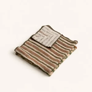 Serviette à rayures Verte et Marron Gipsy