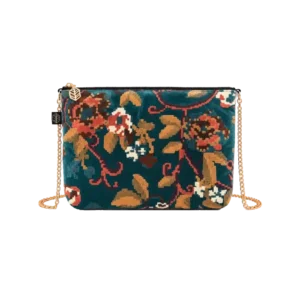 Trousse en Velours avec Chaîne KENDALL Bleu de Prusse - Haomy